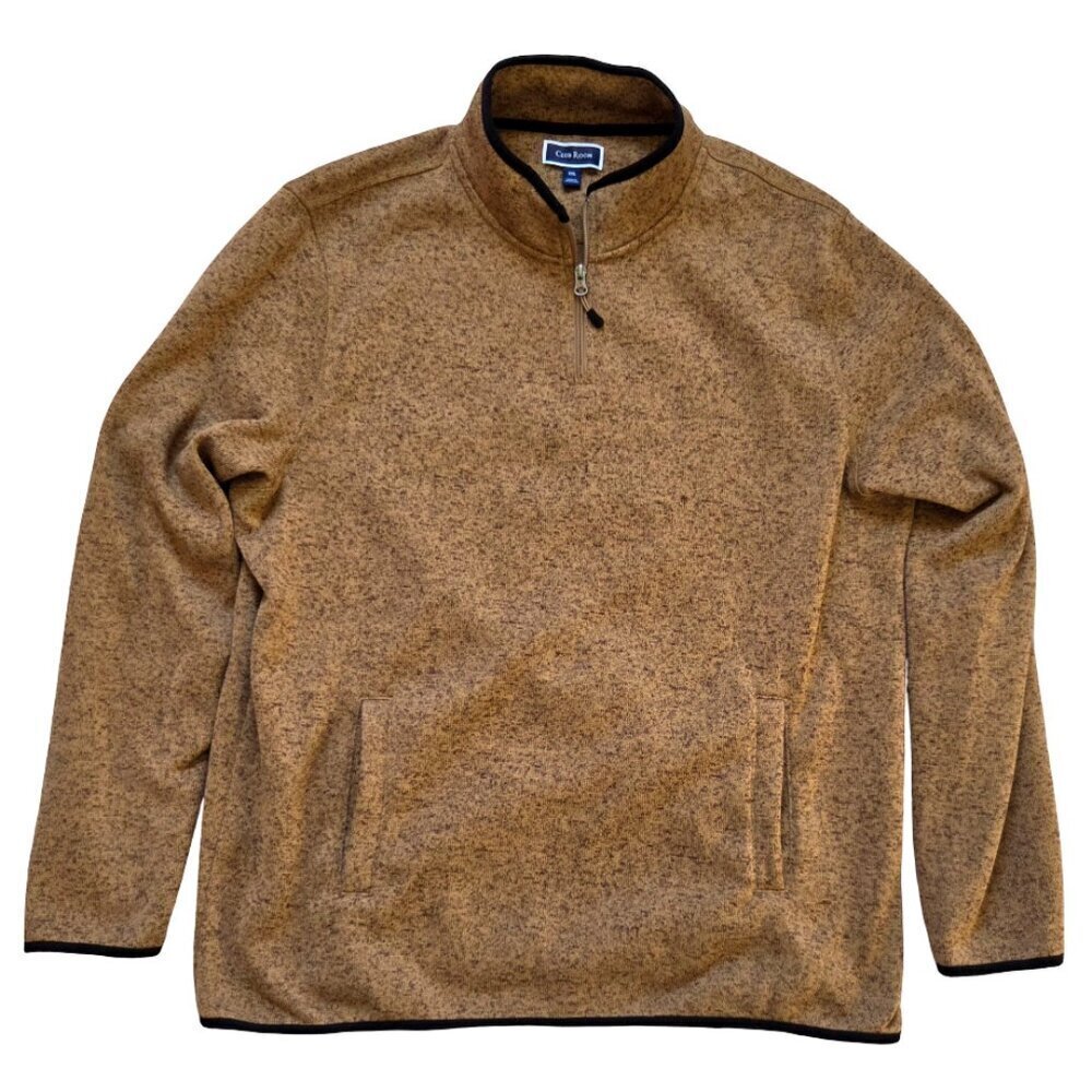 Club Room Quarter Zip Pullover Sweater Men's XXL Tan Cottagecore Cabincore Cozy